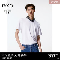 GXG男装 多色撞色领口年轻时尚圆领短袖T恤 24秋季G24X443121 白色 170/M