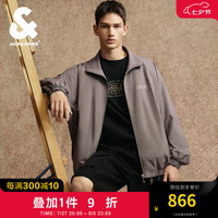 杰克·琼斯(JACK&JONES)秋季新款潮男百搭休闲做旧字母印花宽松立领夹克外套男224321011 E04 深鸥灰 E04 深鸥灰 1