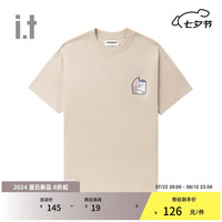 :CHOCOOLATE it 男女同款宽松短袖T恤2024夏季可爱轻松半袖011630 BGL/棕色 XL