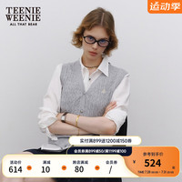 Teenie Weenie小熊2024年早秋新款V领绞花针织马甲背心外穿内搭女 灰色 1