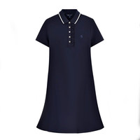 保罗彼得 PAULO PEDRO  女子连衣裙夏季POLO裙花边刺绣休闲显瘦裙NTCB12200 藏蓝 M 90-105斤