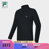 斐乐(FILA)男士梭织外套2024夏季基础高尔夫运动立领上衣 深黑-BK 180/100A/XL