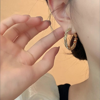 TMOWO925银碎银子独特圈圈耳钉女夏小众轻奢耳环高级感耳饰耳坠 碎银子独特圈圈耳环-银色