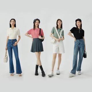 DEEP BREATH深呼吸女装气质polo短袖针织衫上衣女