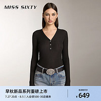 MISS SIXTY【江疏影同款】2024秋季长袖针织衫女羊毛含桑蚕丝 黑色 S