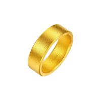 展缘黄金戒指足金999传承古法宽面素圈戒指金包银实心对戒 磨砂宽面戒指【4mm 约3.5-4克左右】 20号