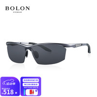 暴龙（BOLON） 暴龙太阳镜男偏光墨镜开车驾驶镜太阳骑行眼镜复古飞行员BL9005 C12-镜框灰色/镜片灰色偏光
