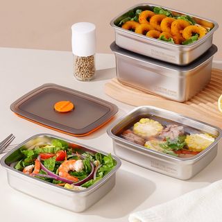 陶典316不锈钢保鲜盒食品级密封盖子长方形野餐盒冰箱烤箱冷冻盒