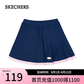 斯凯奇（Skechers）2024夏女童百褶裙休闲舒适中L224G055 蔚蓝色/00QP XXL