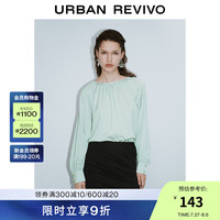 UR2024秋季新款女装法式温柔气质圆领长袖罩衫衬衫UWG240159 薄荷绿
