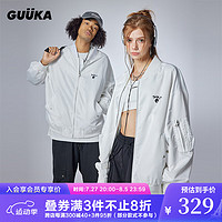 古由卡（GUUKA）潮牌亲肤活页设计夹克男秋创意立体口袋小众外套宽松百搭 白色 XXL