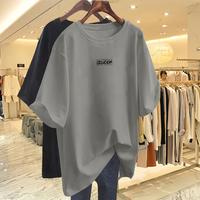 潮流前线 夏天体恤衫显瘦简约宽松印花上衣休闲百搭女款时尚圆领短袖T恤女
