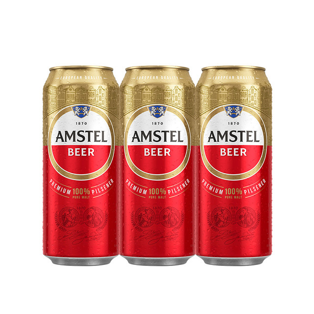 88VIP：AMSTEL 红爵 经典啤酒 500ml*3罐
