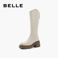 【所有女生的衣橱】百丽弹力靴气质增高长筒靴长靴骑士靴 米色（20天） 38