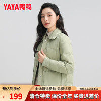 鸭鸭羽绒服鸭鸭（YAYA）衬衫领轻薄羽绒服2024短款女时尚百搭显瘦外套J 抹茶绿色 155/80A(S)