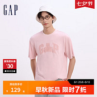 Gap男女装2024初秋纯棉小熊印花logo短袖T恤宽松上衣637270 粉色 170/92A(M) 亚洲尺码