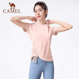 88VIP：CAMEL 骆驼 瑜伽服女短袖夏季速干衣高级感服抽绳t恤跑步运动服上衣