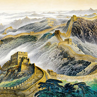 金卡罗1000片木拼图好寓意中式山水画八骏图成人解闷客厅背景挂墙装饰画 1000片万里长城