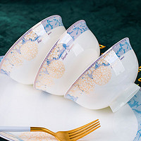 康琴（KANGQIN）景德镇陶瓷碗家用防烫高脚碗米饭碗面碗简约轻奢 时光漫步 4.5英寸 6个 高脚碗（11.6厘米）