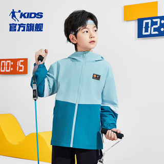 乔丹QIAODAN童装儿童外套2024春秋男童防泼水外衣大童运动风衣 桑吉蓝 110cm