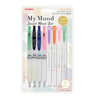 斑马牌【MY MODD】日本ZEBRA/斑马JJ15中性笔套装8色心情用荧光笔复古水笔