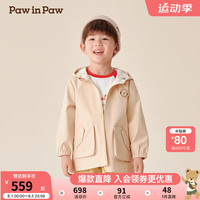 PawinPaw卡通小熊童装2024年秋冬男宝连帽防风外套休闲运动 Beige米色/35 110cm