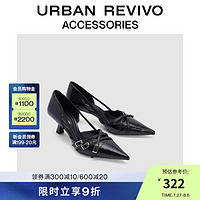 URBAN REVIVO2024秋季女时髦气质尖头高跟空鞋UAWS40158 黑色 36