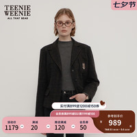 Teenie Weenie小熊2024秋学院风短款西装毛呢外套女 深灰色 165/M