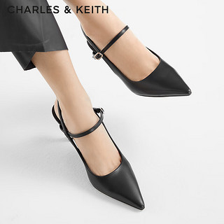 CHARLES&KEITH24秋季法式通勤尖头高级细高跟凉鞋女CK1-60361529 Black黑色 35