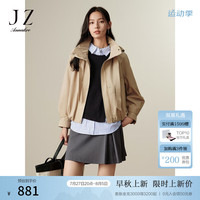 玖姿·安娜蔻韩系造型感一手长宽松舒适风衣外套女装2024秋季 卡其 2XL