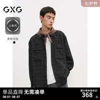GXG男装 双色小香风面料休闲简约长袖衬衫外套男士 24年秋季 黑色 170/M