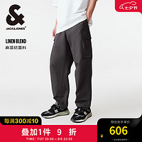 杰克·琼斯（JACK&JONES）秋季挂带字母贴布装饰宽松简约潮舒适男士休闲长裤男装224314032 E44 黑砂色 175/84A/XLR