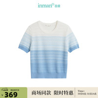 茵曼（INMAN）【商场同款】丁达尔渐变针织衫2024秋季女装新款圆领短袖上衣