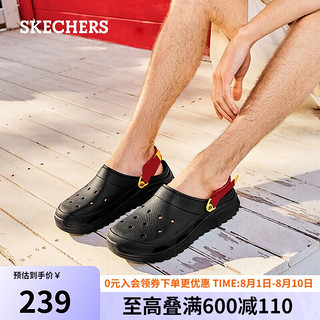 斯凯奇（SKECHERS）怪兽洞洞鞋2024年夏男泡泡鞋休闲凉鞋透气外穿沙滩鞋243311 黑色/红色/BKRD 41