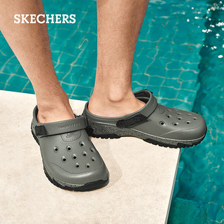 斯凯奇（Skechers）河马泡泡鞋2024年夏季男洞洞鞋防滑凉拖鞋外穿沙滩鞋243341 42