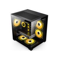 GAMEMA游戏帝国Infinity海景房240水冷无立柱/Mini黑色台式机箱