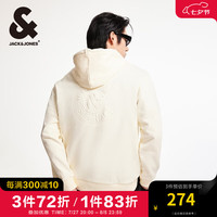 杰克·琼斯(JACK&JONES)秋季新款宽松抽绳LOGO钢印时尚潮流百搭宽松纯棉套头连帽卫衣男款