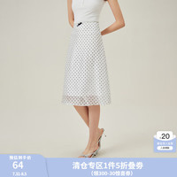 范思蓝恩范思蓝恩小众设计感波点印花半身裙2024夏季蝴蝶结裙子12411 白底黑波点 XS