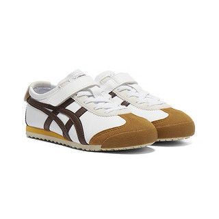 Onitsuka Tiger鬼塚虎中大童鞋运动休闲鞋魔术贴男女童鞋子MEXICO 66™ KIDS 白色/棕色 33.5码