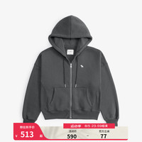 ABERCROMBIE & FITCH女装 24秋冬经典百搭小麋鹿抓绒拉链连帽衫卫衣KI152-4161 黑色 XL (170/112A)