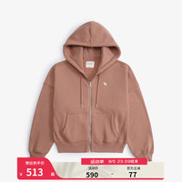 ABERCROMBIE & FITCH女装 24秋冬经典百搭小麋鹿抓绒拉链连帽衫卫衣KI152-4161 棕色 XS (160/84A)
