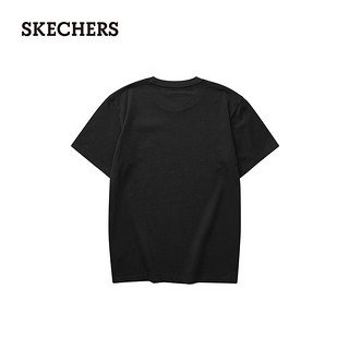 斯凯奇（Skechers）夏T恤高克重棉圆领宽松上衣L224U062 碳黑/0018 L