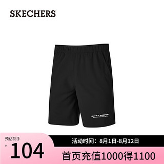 斯凯奇（Skechers）夏季男梭织百搭宽松休闲运动短裤P224M031 碳黑/0018 3XL