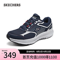 斯凯奇（Skechers）2024夏男女同款透气休闲运动鞋减震220866 海军蓝色/红色/NVRD 40