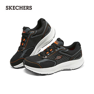 斯凯奇（Skechers）2024夏男女同款透气休闲运动鞋减震220866 黑色/橘色/BKOR 44.5