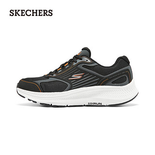 斯凯奇（Skechers）2024夏男女同款透气休闲运动鞋减震220866 黑色/橘色/BKOR 44.5