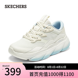 斯凯奇（Skechers）女士运动风绑带运动鞋150085 自然色/蓝色/NTBL 40