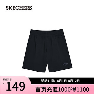 斯凯奇（Skechers）夏季女A型速干针织短裤宽松百搭L224W059 碳黑/0018 M