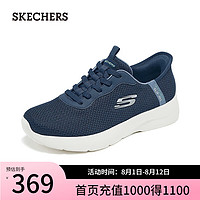 斯凯奇（Skechers）男女鞋一脚蹬散步健步鞋休闲透气150480 海军蓝色/青绿色/NVTQ 36