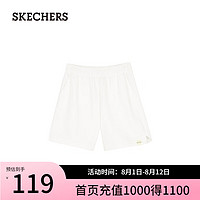 斯凯奇（Skechers）夏季女子梭织短裤宽松休闲裤L224W074 棉花糖白/0074 L